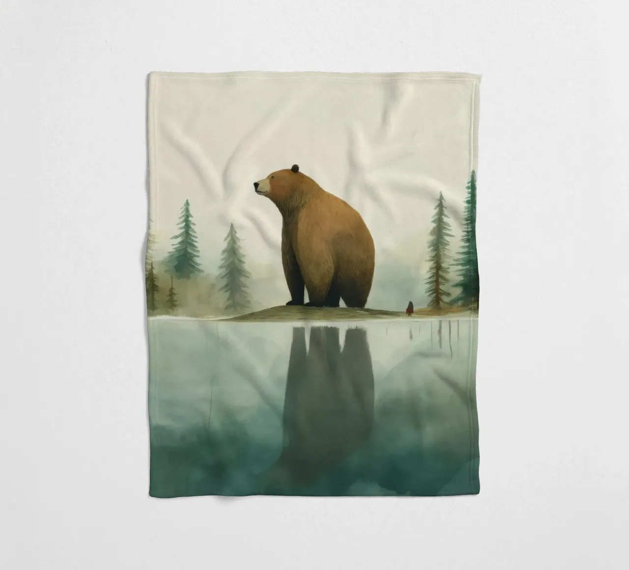 Orso Grizzly minimo 1 coperta in pile da Minimal Animal Art