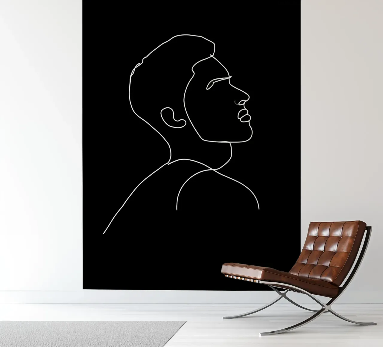 Minimalist Line Drawing of a Man | Modern Abstract Art photo wallpaper by Viv Line Art