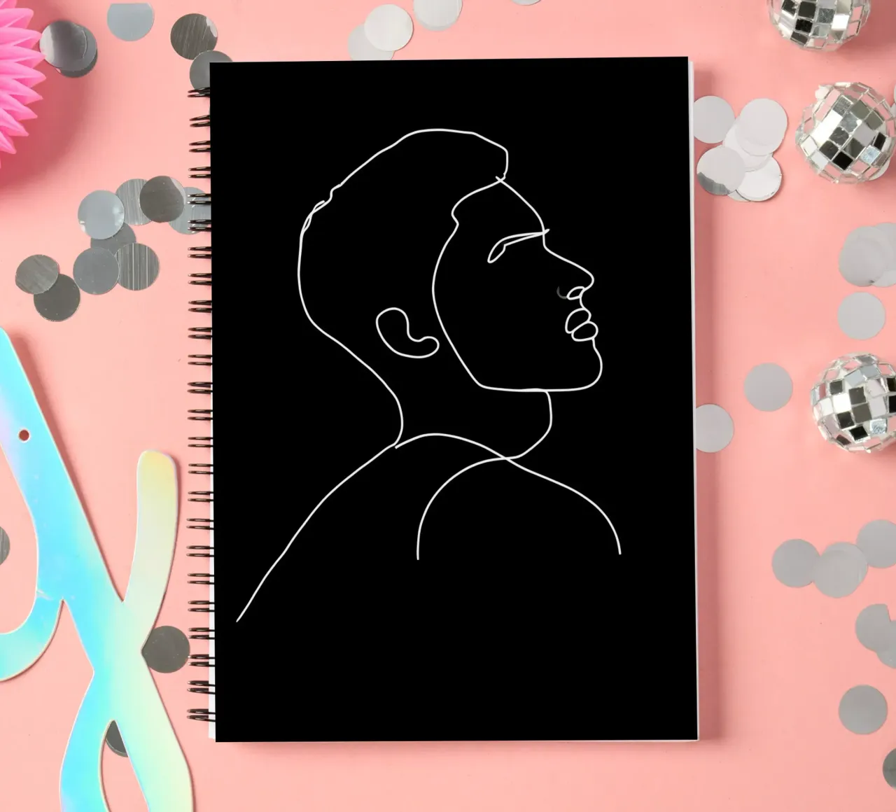 Minimalist Line Drawing of a Man | Modern Abstract Art spiral notebook by Viv Line Art