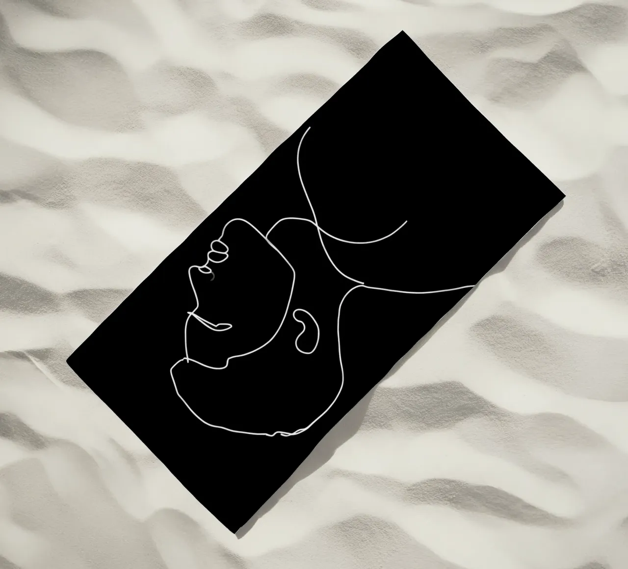 Minimalist Line Drawing of a Man | Modern Abstract Art beach towel by Viv Line Art