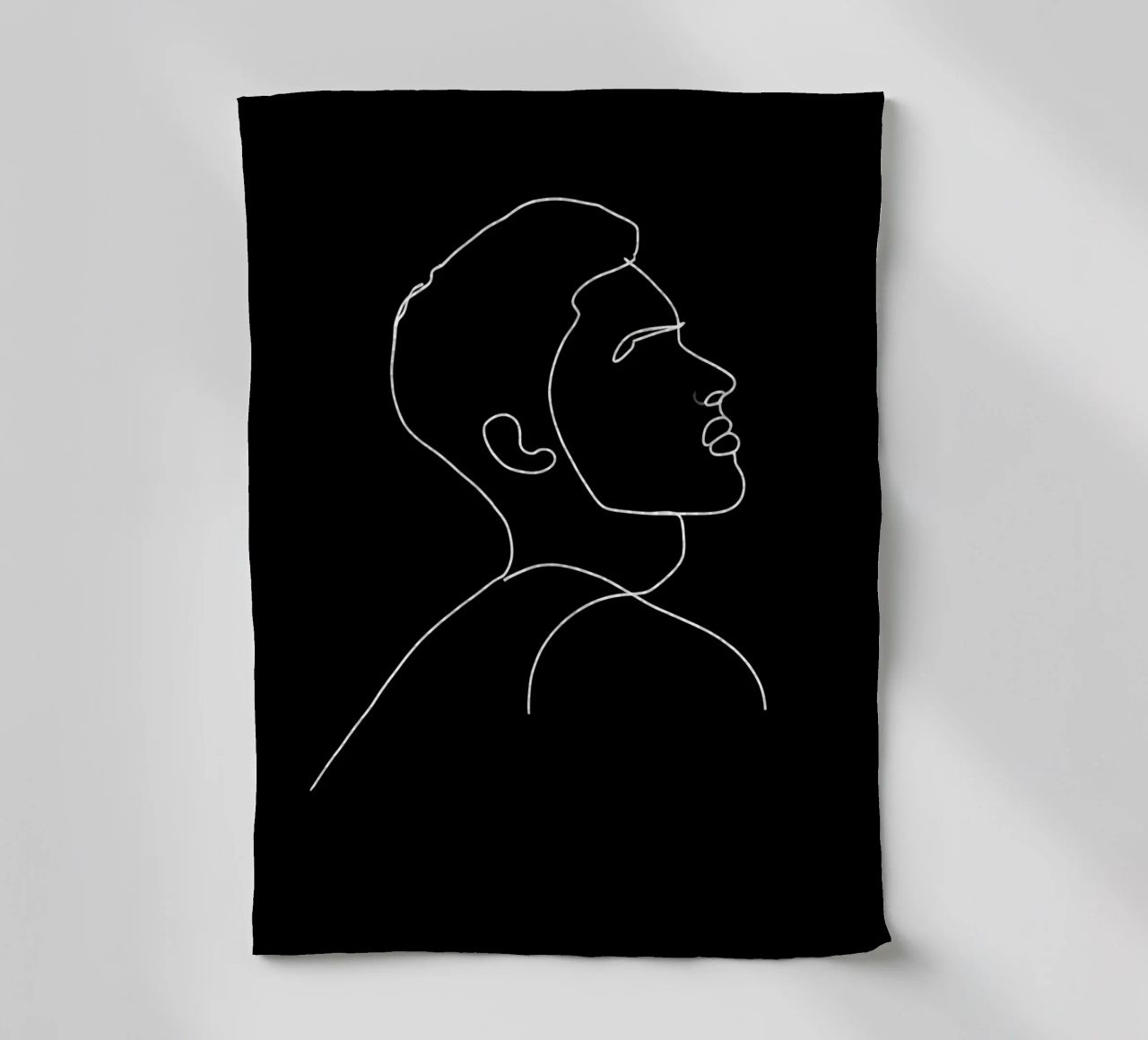 Disegno lineare minimalista di un uomo | Arte astratta moderna canovaccio da cucina da Viv Line Art
