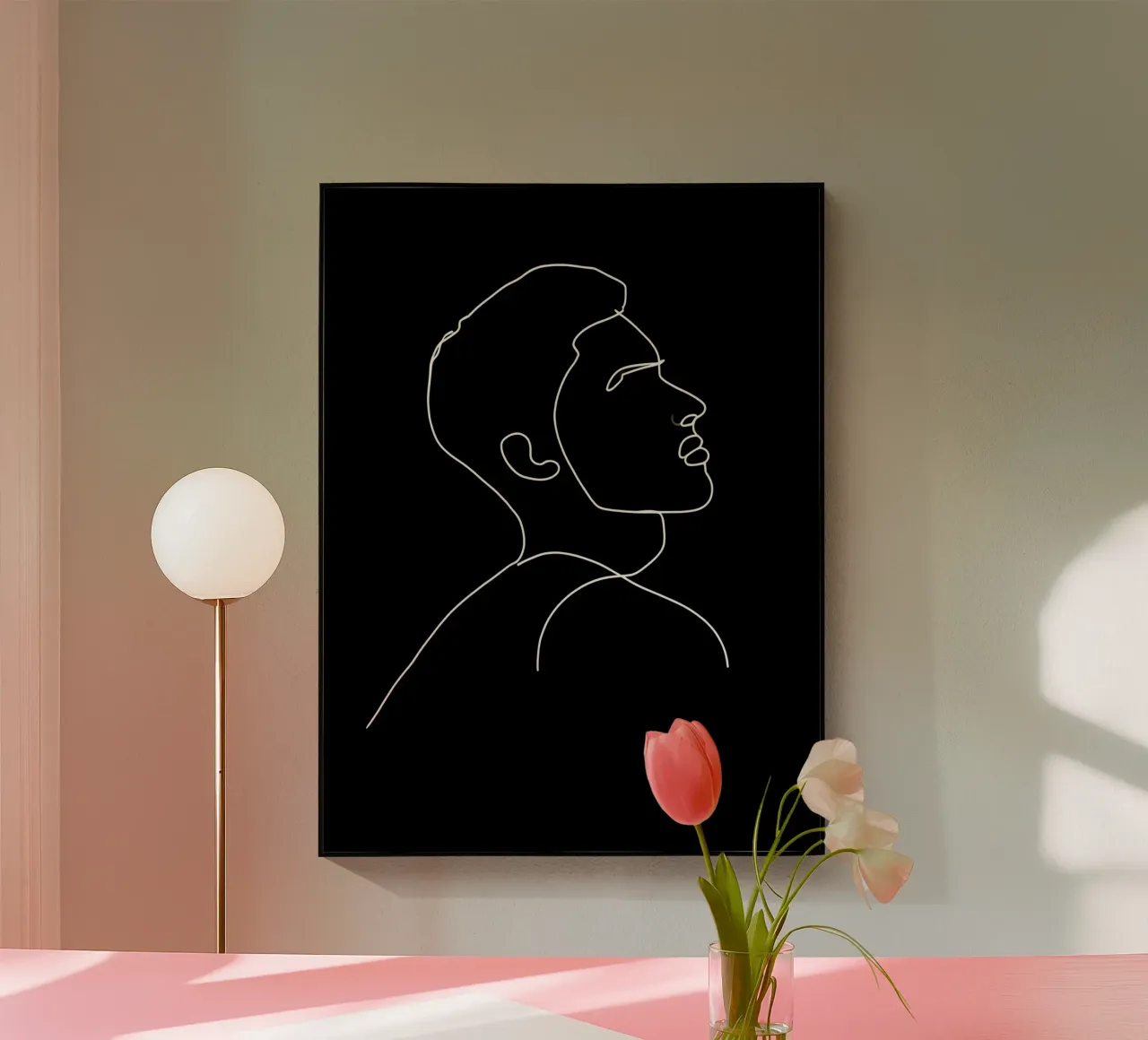Minimalist Line Drawing of a Man | Modern Abstract Art acrylic glass by Viv Line Art