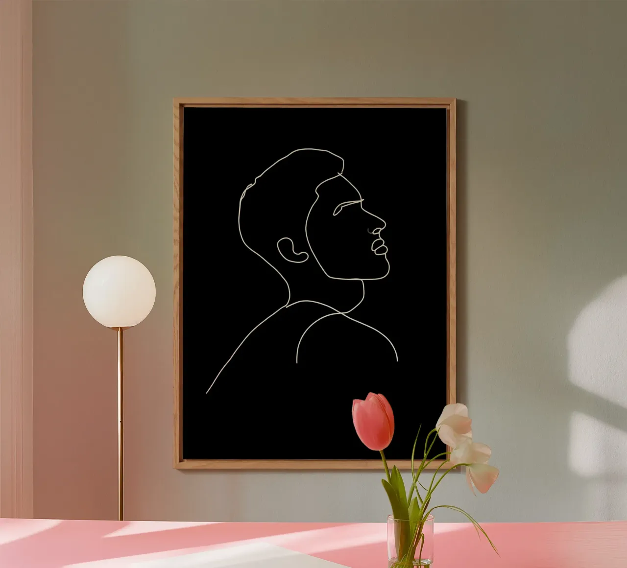 Minimalist Line Drawing of a Man | Modern Abstract Art alu-dibond by Viv Line Art