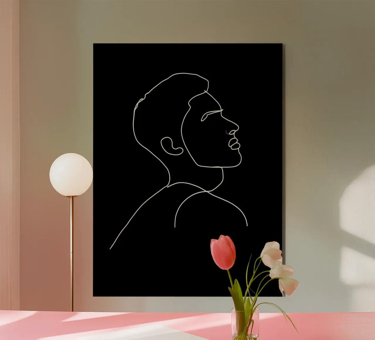 Minimalist Line Drawing of a Man | Modern Abstract Art alu-dibond by Viv Line Art