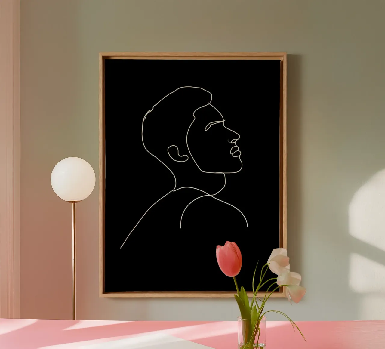 Minimalist Line Drawing of a Man | Modern Abstract Art canvas by Viv Line Art