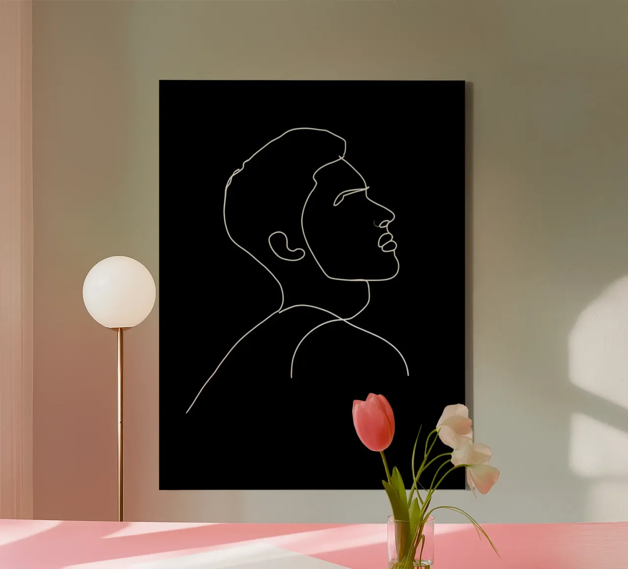 Minimalist Line Drawing of a Man | Modern Abstract Art canvas by Viv Line Art