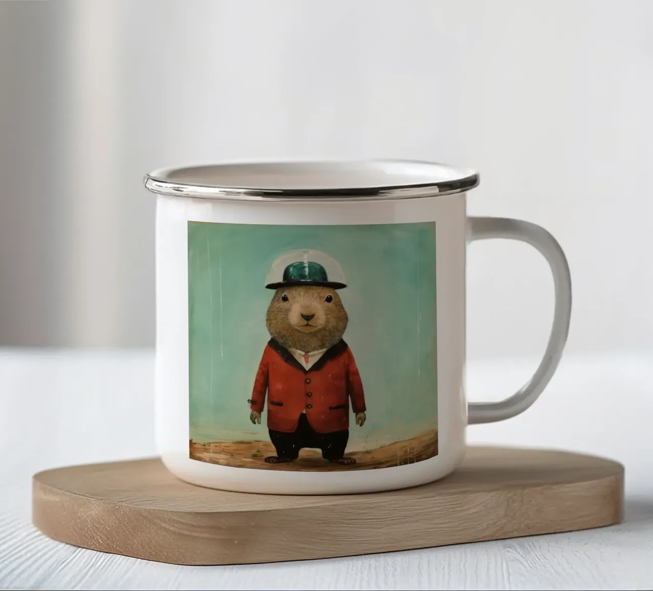 Marmotta minima 2 tazza in smalto da Minimal Animal Art