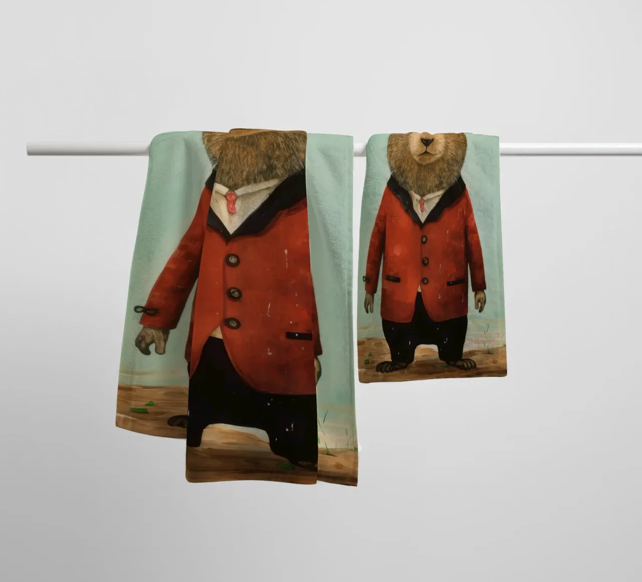 Minimal Groundhog 2 towel by Minimal Animal Art