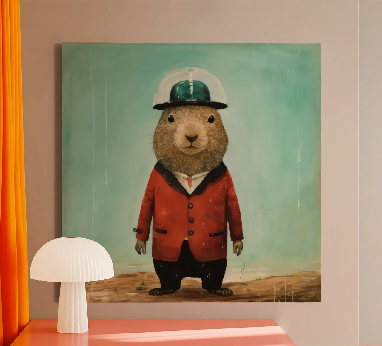 Minimal Groundhog 2 canvas by Minimal Animal Art