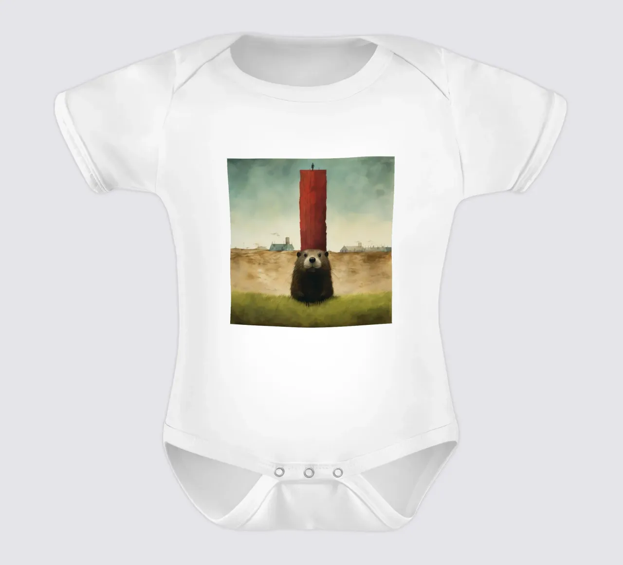 Marmotta minima 3 body neonato maniche corte da Minimal Animal Art