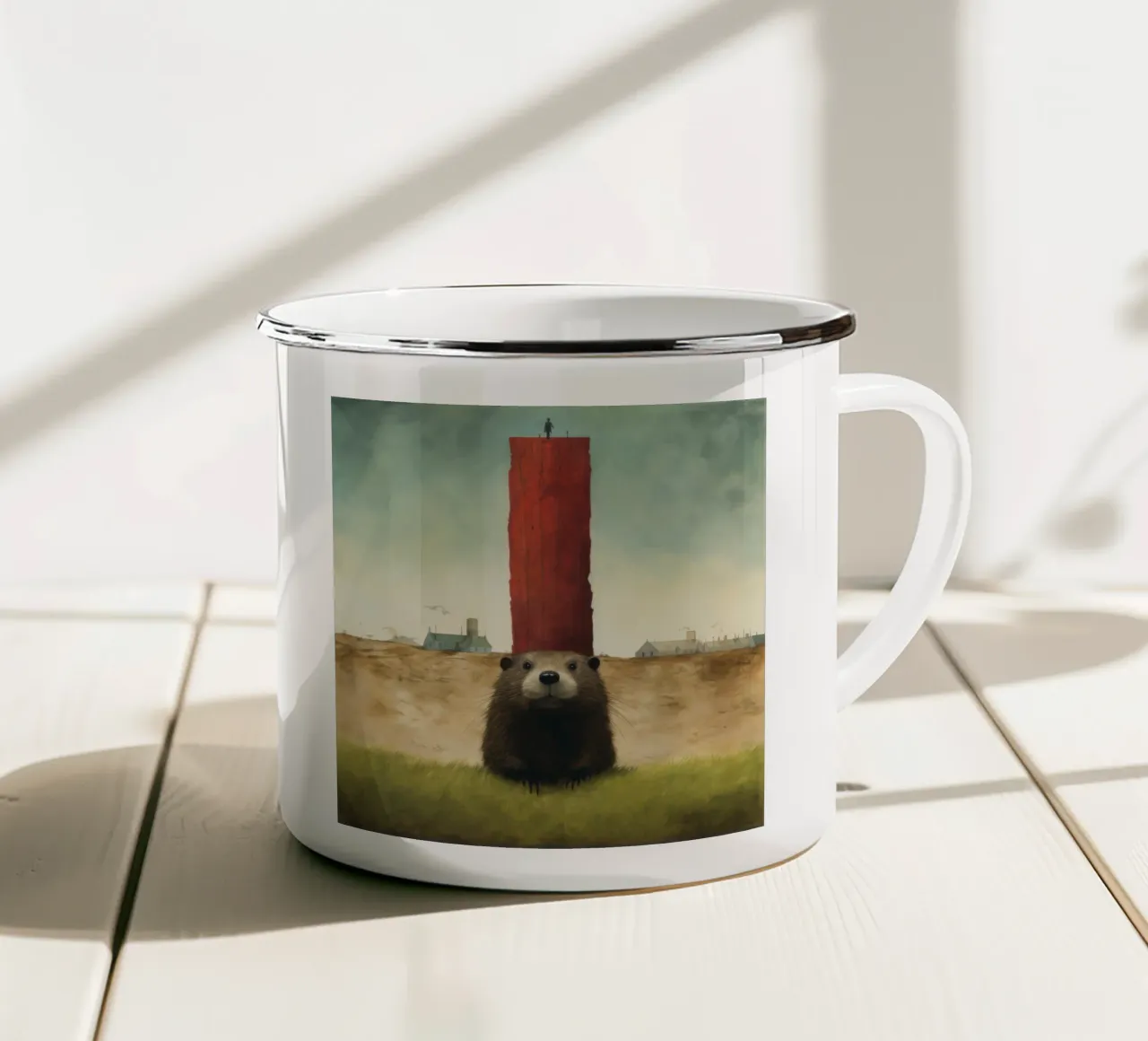 Marmotta minima 3 tazza in smalto da Minimal Animal Art