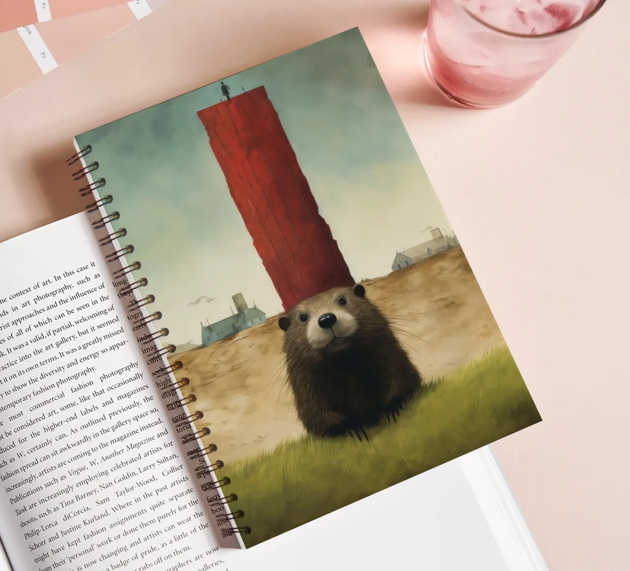 Minimal Groundhog 3 spiral notebook by Minimal Animal Art