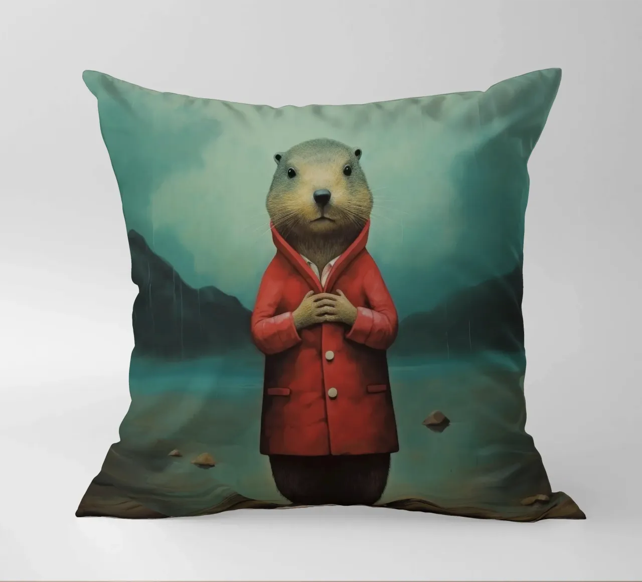 Marmotta minima 4 cuscino da Minimal Animal Art