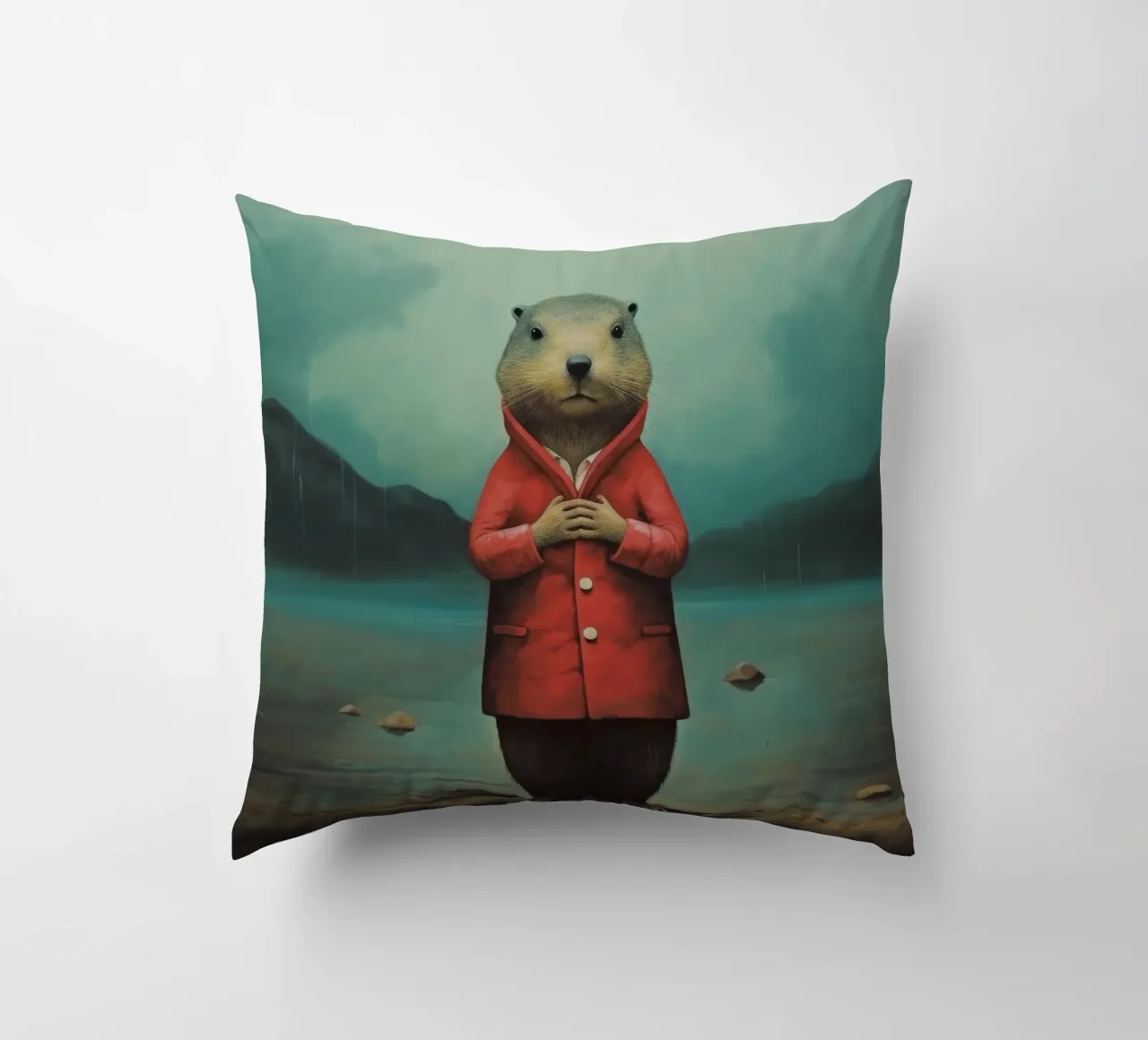 Marmotta minima 4 cuscino da Minimal Animal Art