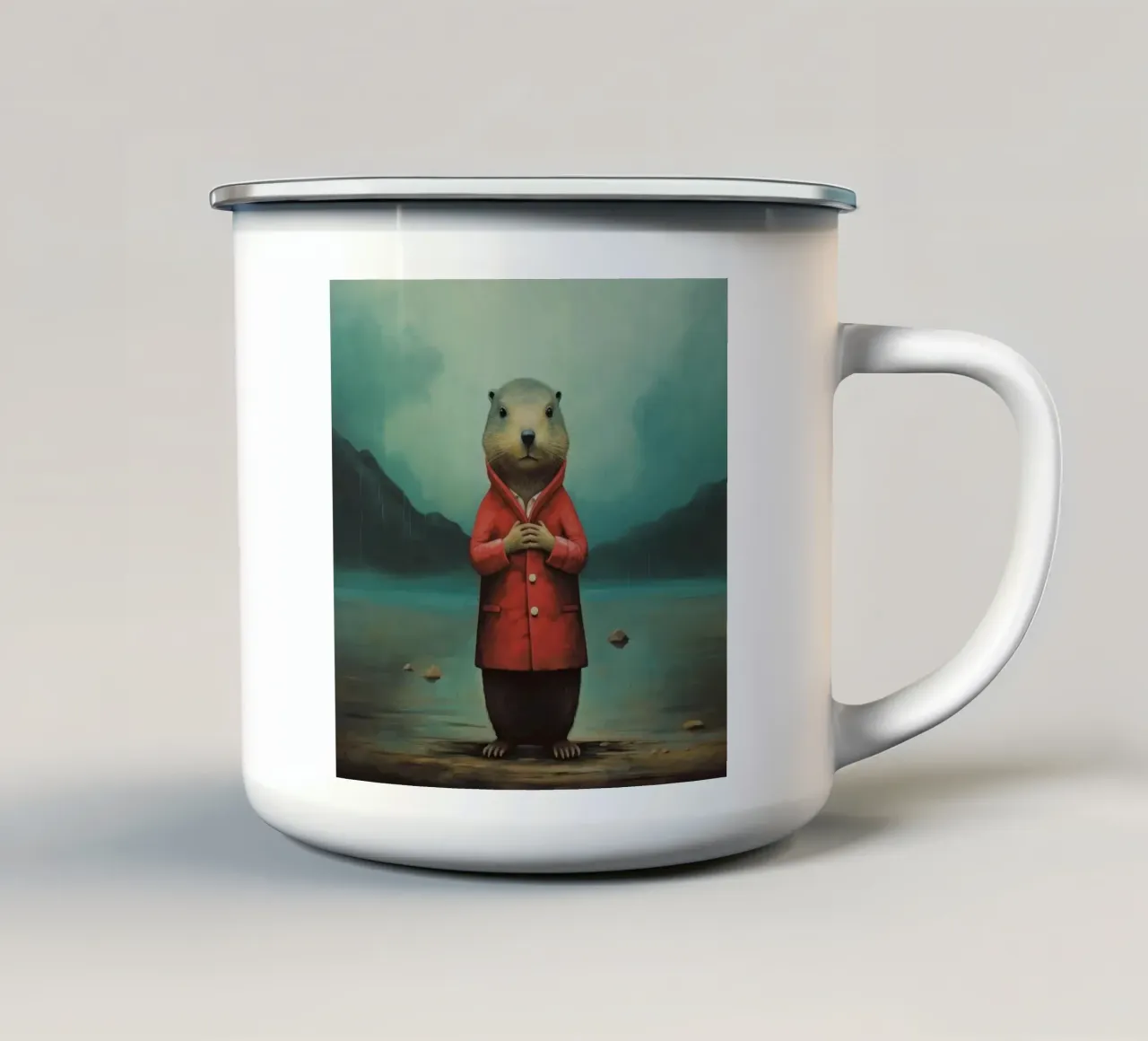 Marmotta minima 4 tazza in smalto da Minimal Animal Art