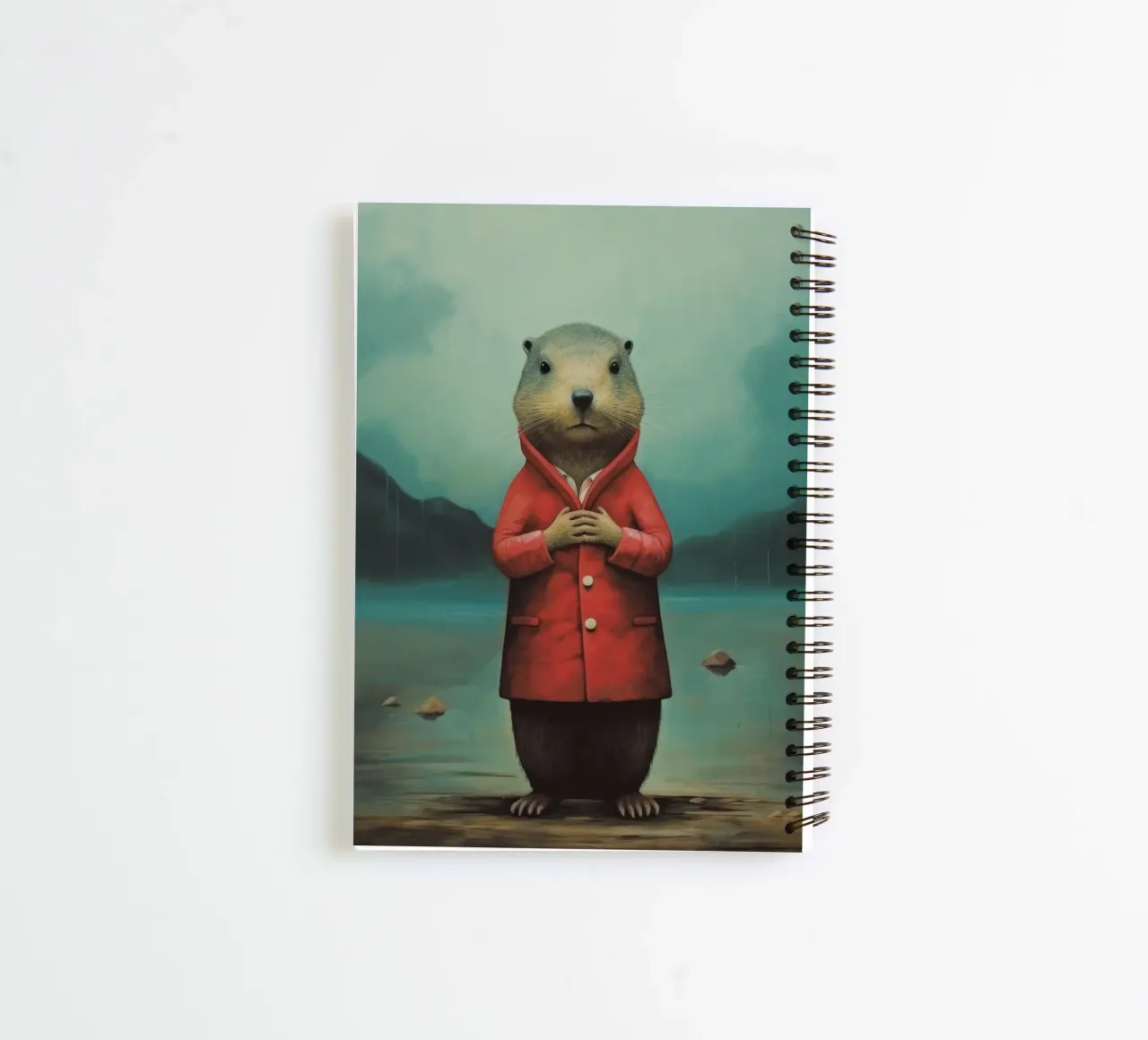Minimal Groundhog 4 spiral notebook by Minimal Animal Art