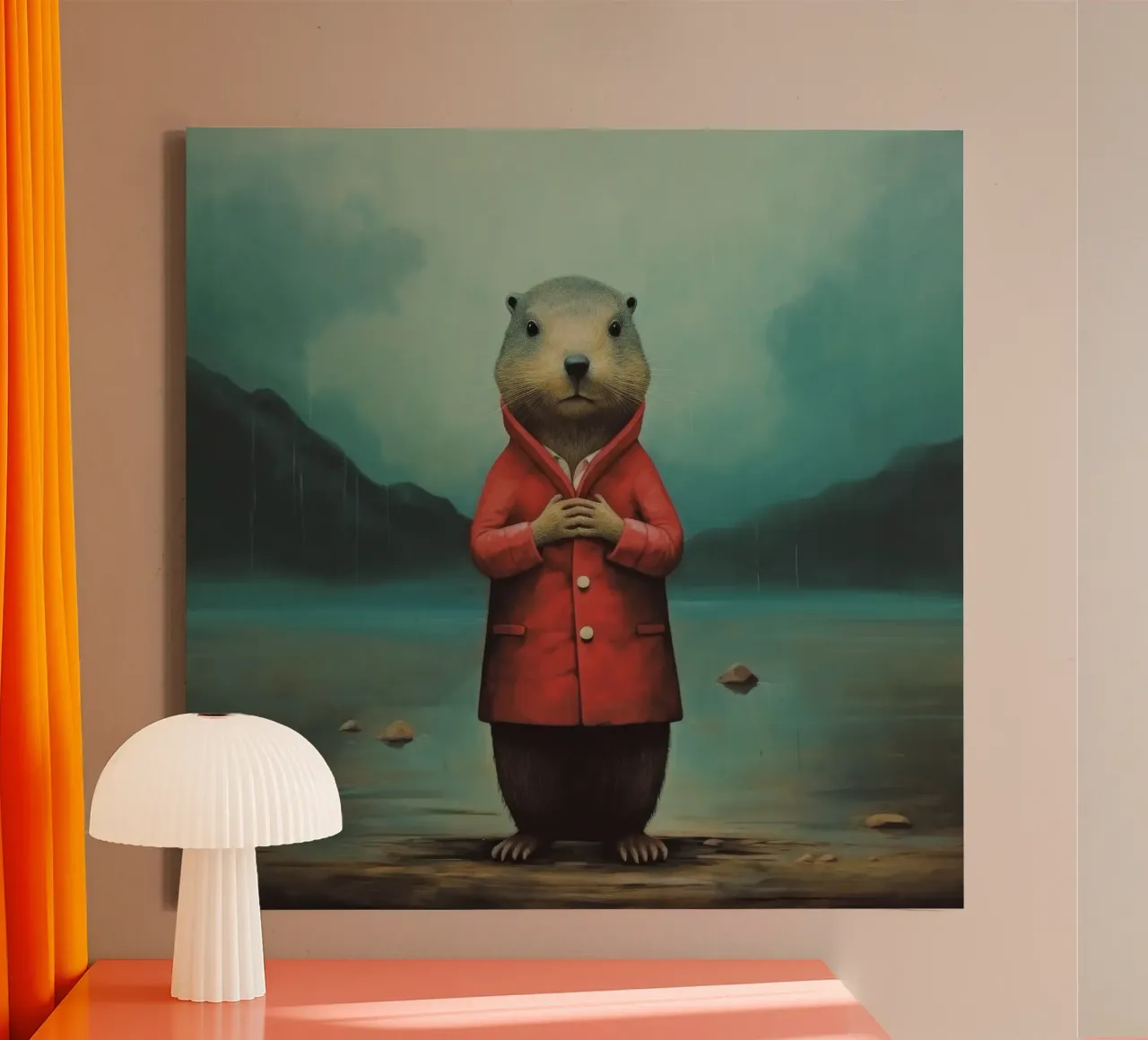 Minimal Groundhog 4 canvas by Minimal Animal Art