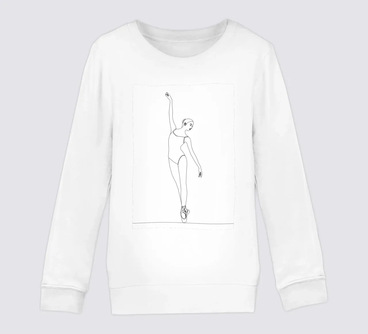 Minimalist Line Drawing of a Ballerina Woman | Modern Abstra kids sweatshirt by Viv Line Art
