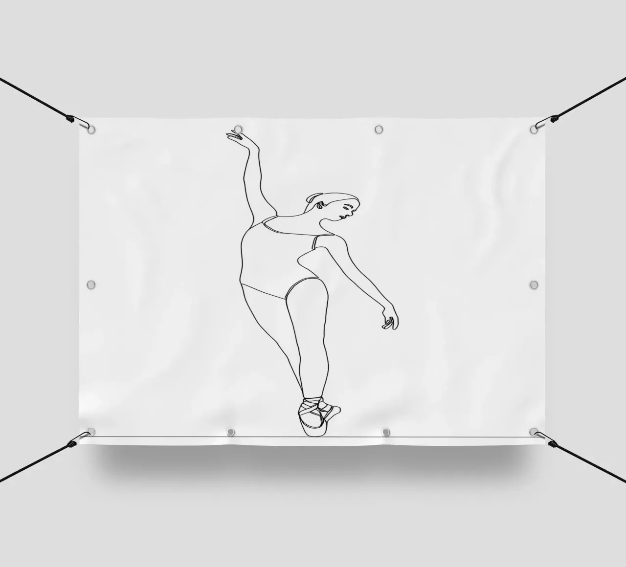 Dessin au trait minimaliste d'une femme ballerine | Modern Abstra bâche pvc de Viv Line Art