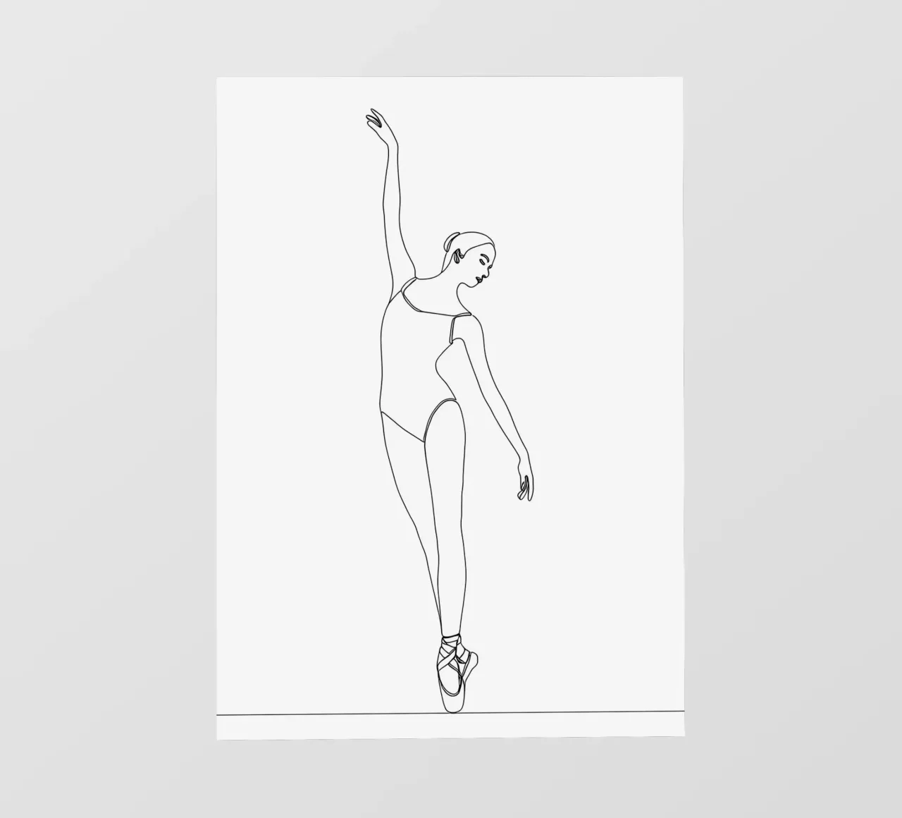 Dessin au trait minimaliste d'une femme ballerine | Modern Abstra bâche pvc de Viv Line Art