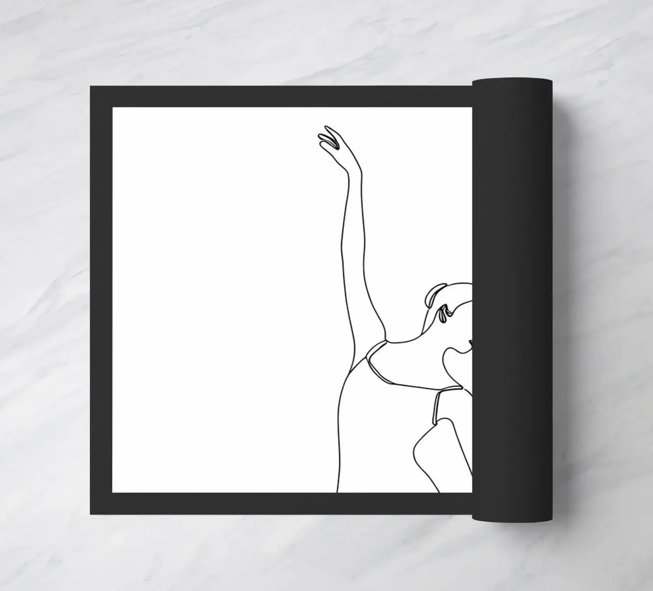 Dessin au trait minimaliste d'une femme ballerine | Modern Abstra paillasson de Viv Line Art