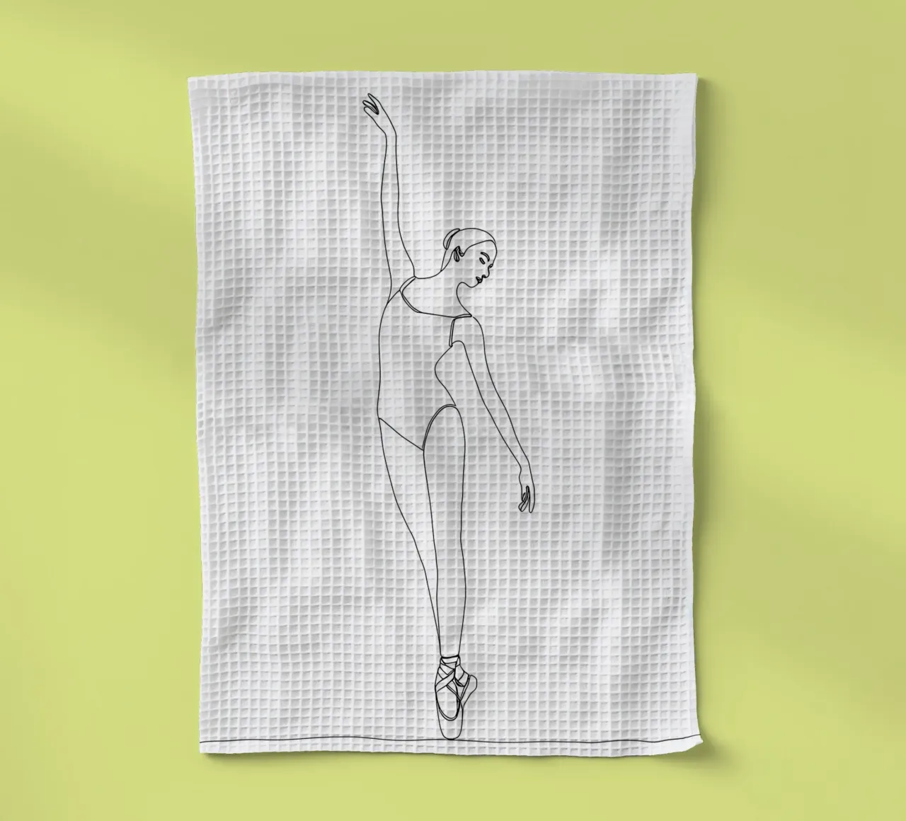 Dessin au trait minimaliste d'une femme ballerine | Modern Abstra torchon de Viv Line Art