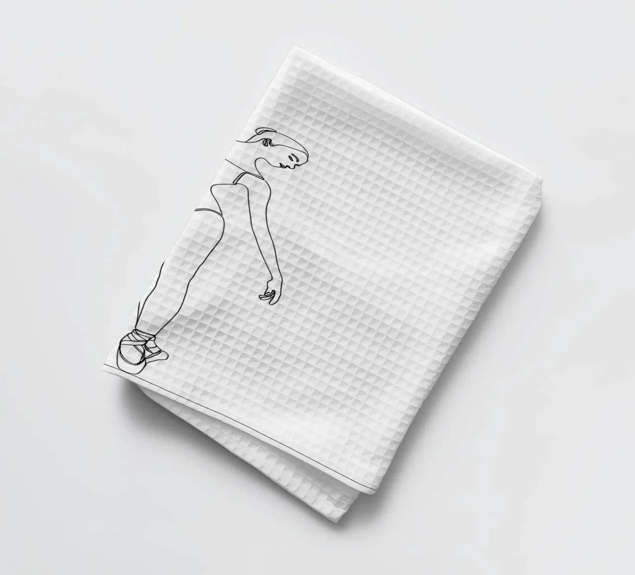 Dessin au trait minimaliste d'une femme ballerine | Modern Abstra torchon de Viv Line Art