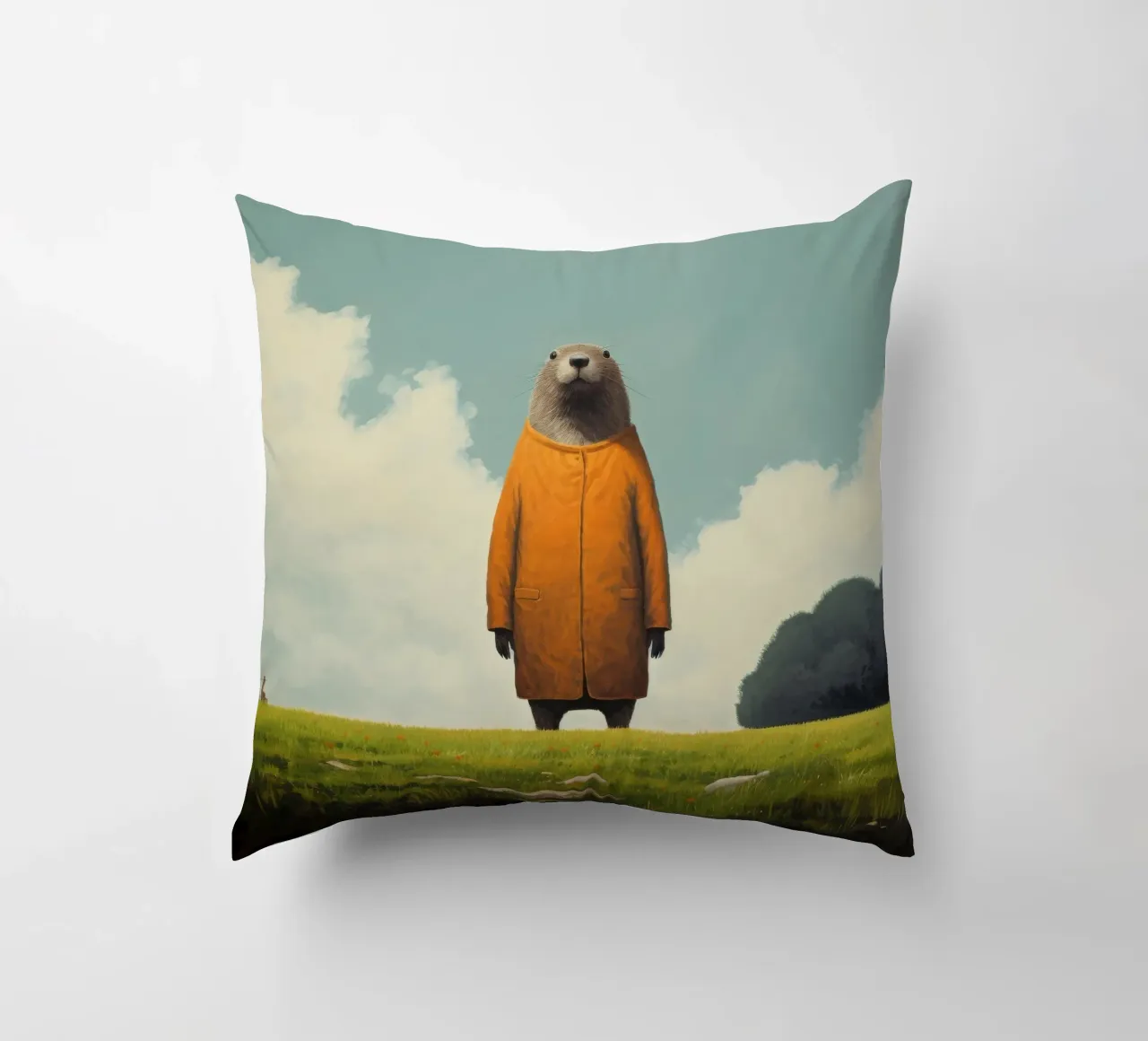 Marmotta minima 1 cuscino da Minimal Animal Art