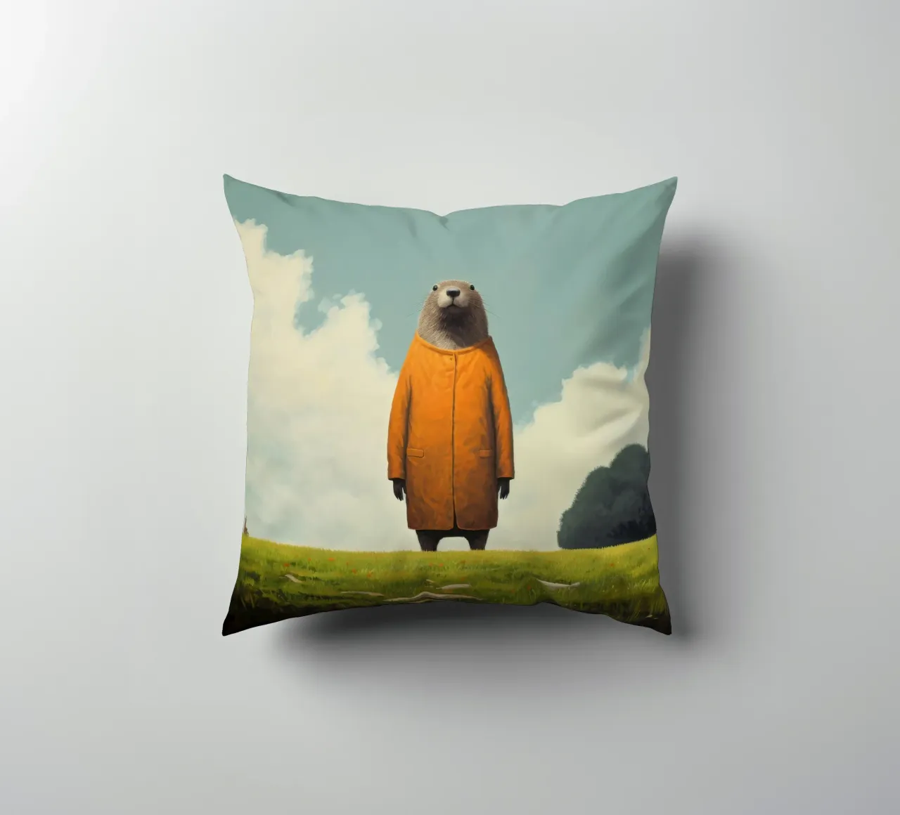 Marmotta minima 1 cuscino da Minimal Animal Art