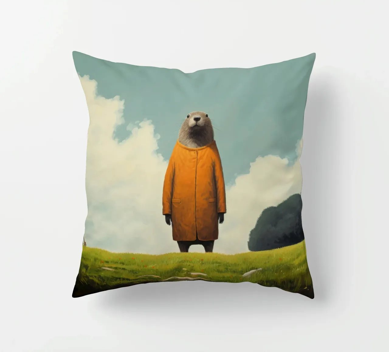 Marmotta minima 1 cuscino da Minimal Animal Art