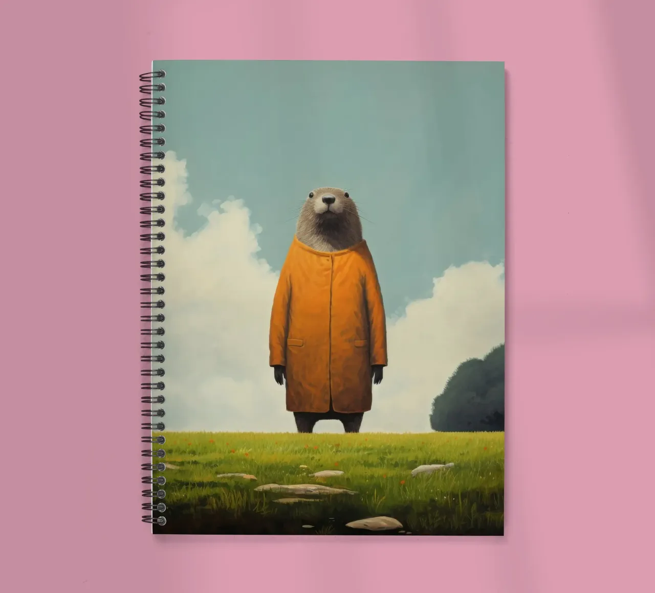 Minimal Groundhog 1 spiral notebook by Minimal Animal Art