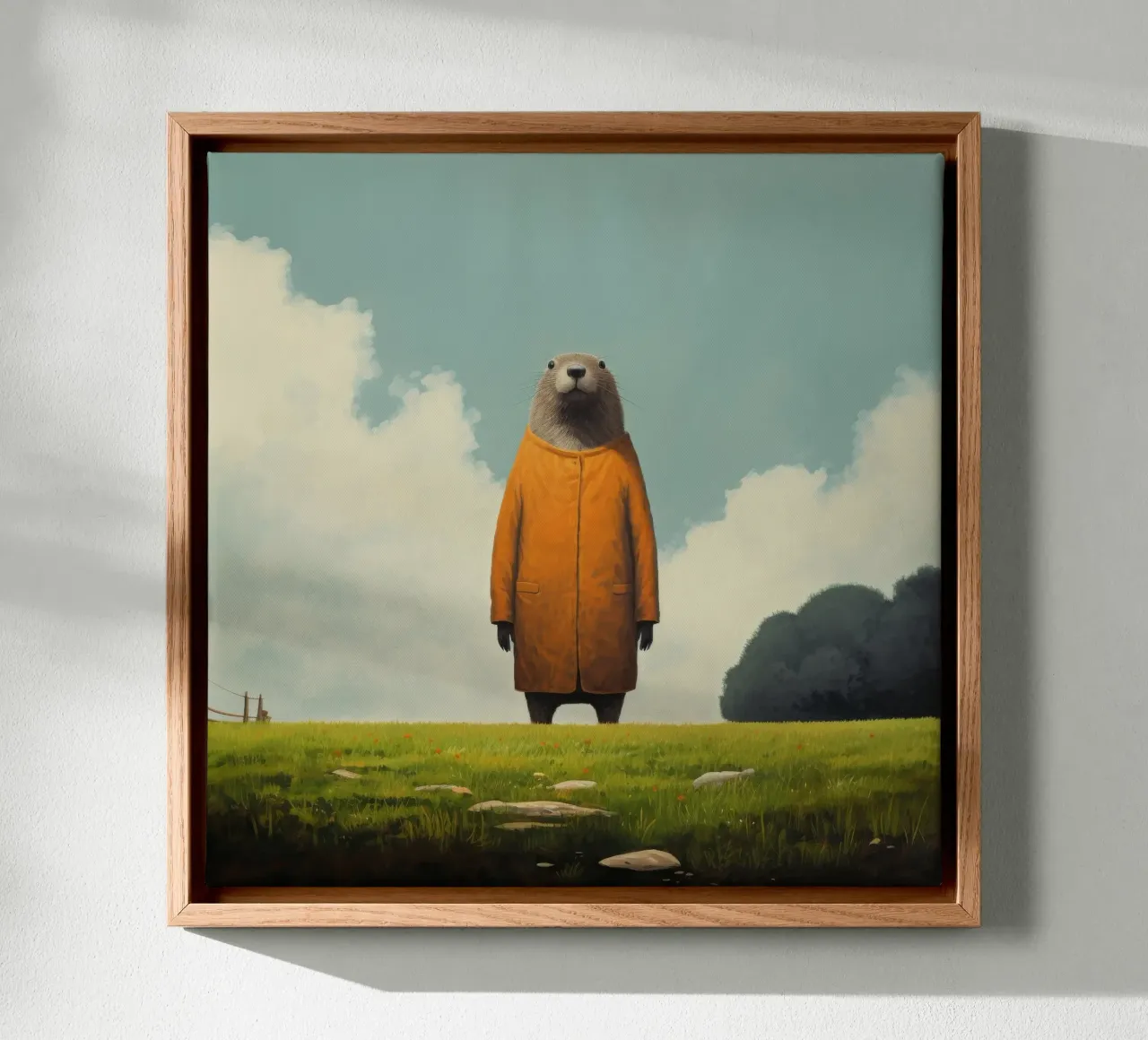 Minimal Groundhog 1 canvas by Minimal Animal Art