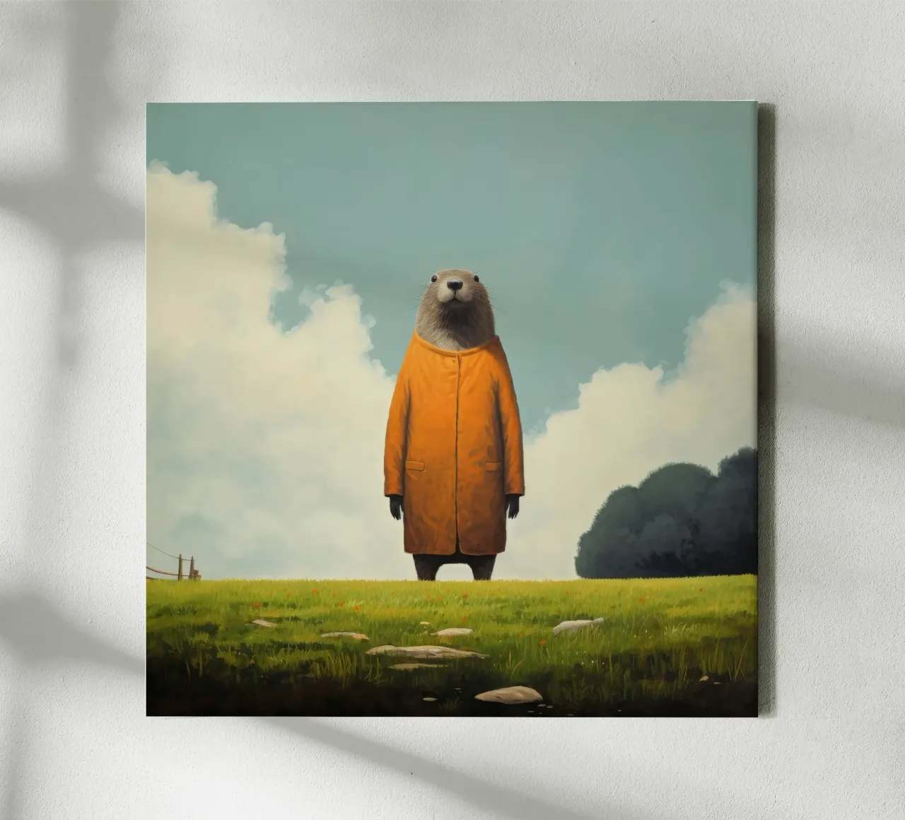 Minimal Groundhog 1 canvas by Minimal Animal Art