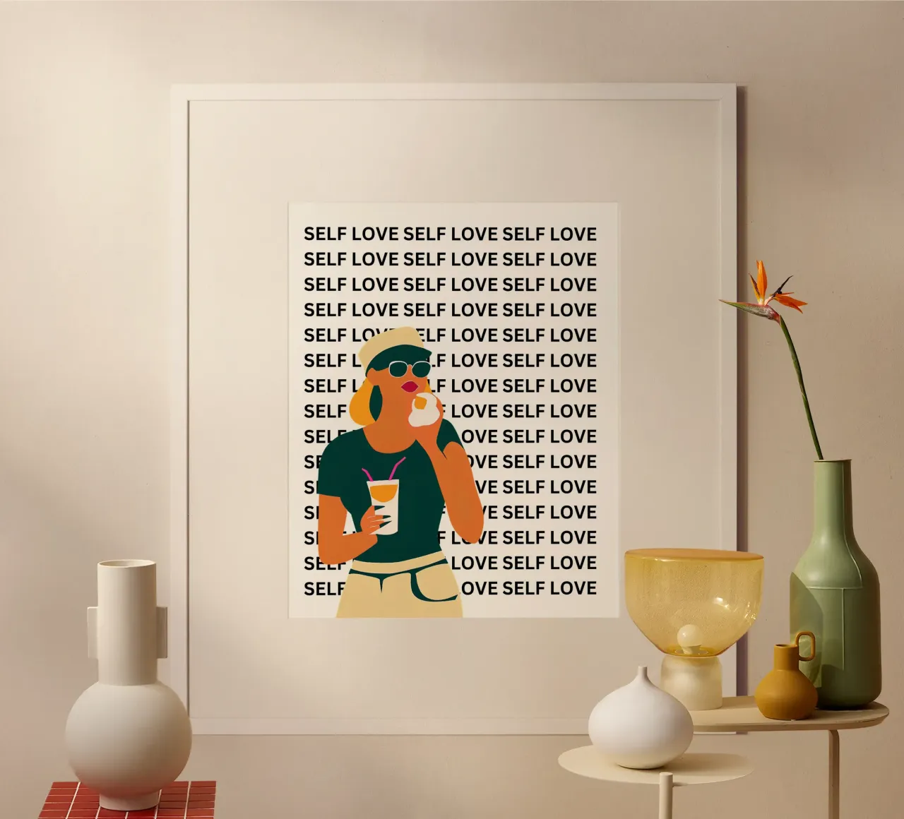 "Self love" - Frau poster con telaio in plastica da designsbysophia