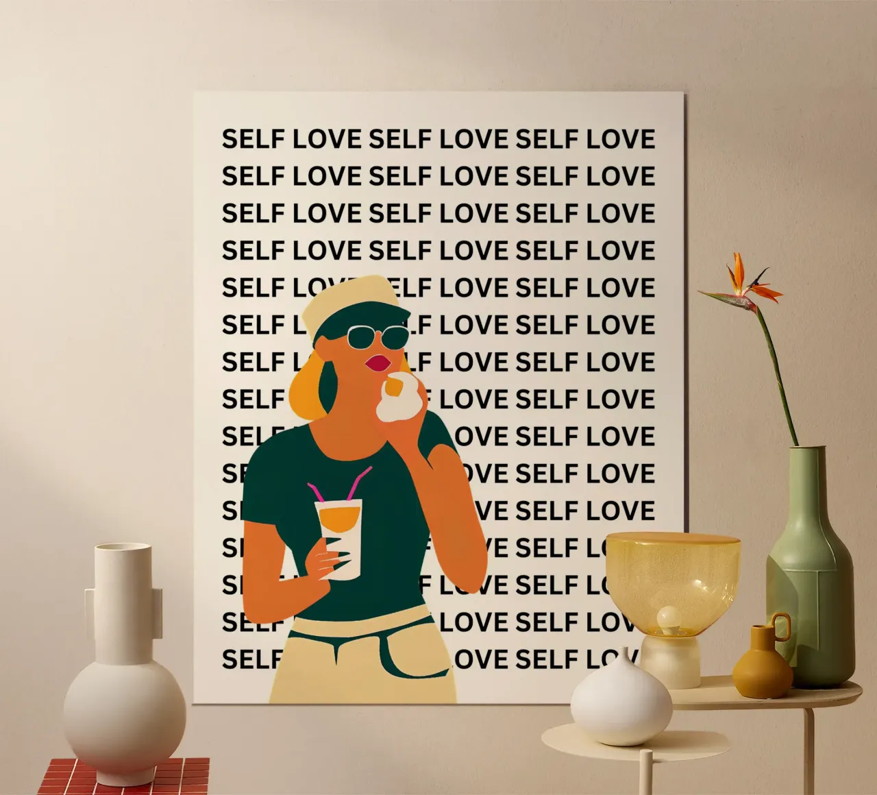 "Self love" - Frau poster con telaio in plastica da designsbysophia