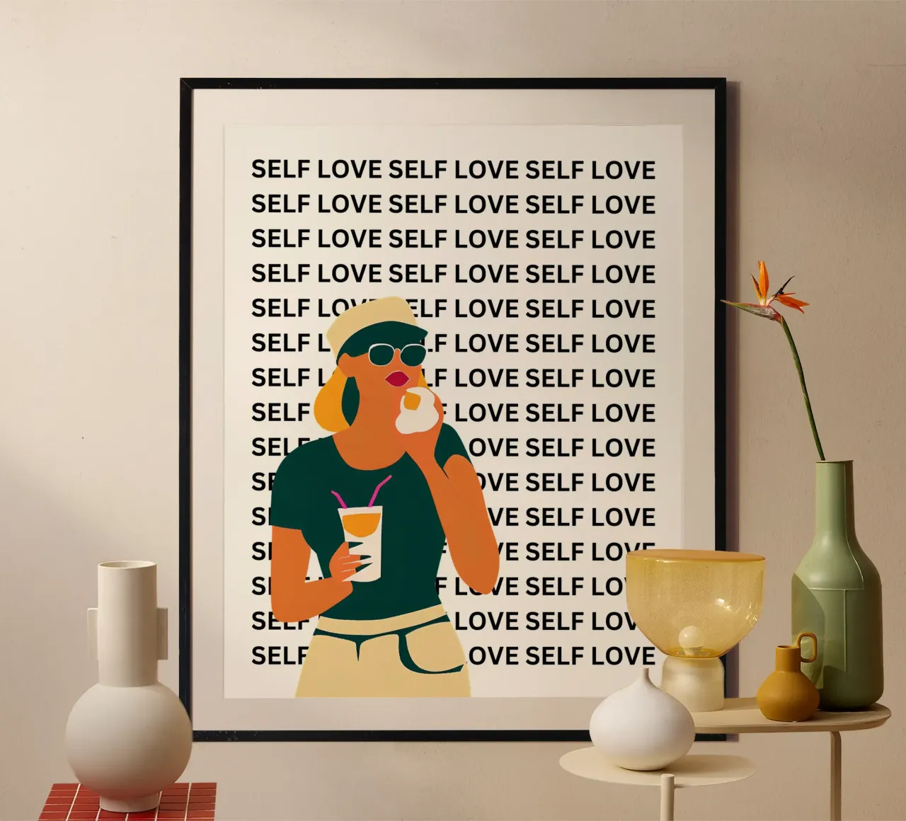 "Self love" - Frau poster con telaio in plastica da designsbysophia