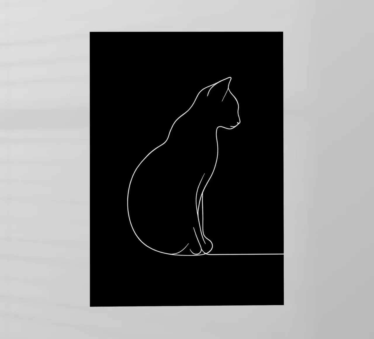 Disegno minimalista di un gatto seduto su una sola linea | Abstra moderno pellicola backlit da Viv Line Art