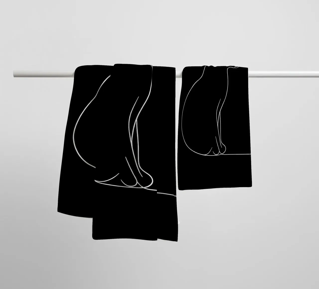 Minimalist One Line Drawing of a Cat Sitting | Modern Abstra towel by Viv Line Art