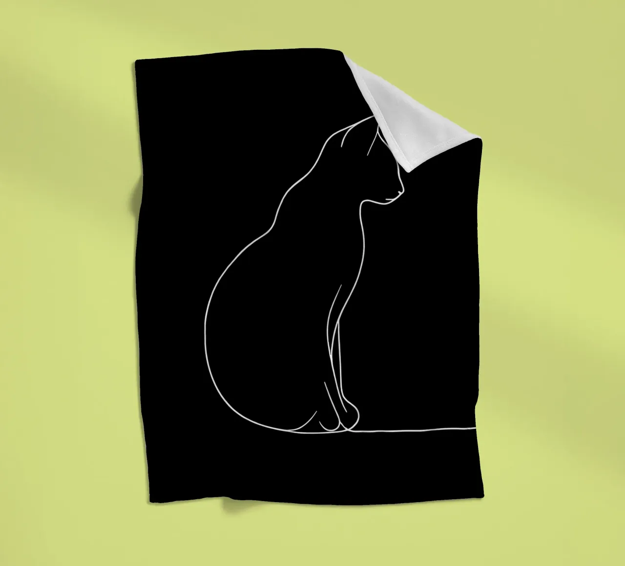 Minimalist One Line Drawing of a Cat Sitting | Modern Abstra fleece blanket by Viv Line Art