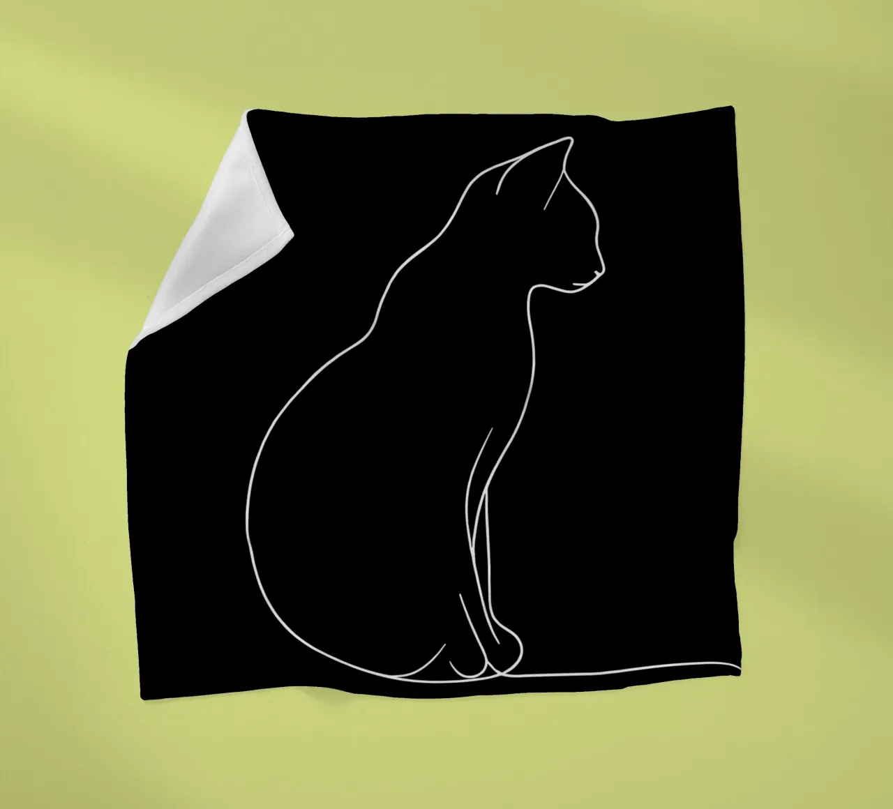 Minimalist One Line Drawing of a Cat Sitting | Modern Abstra fleece blanket by Viv Line Art