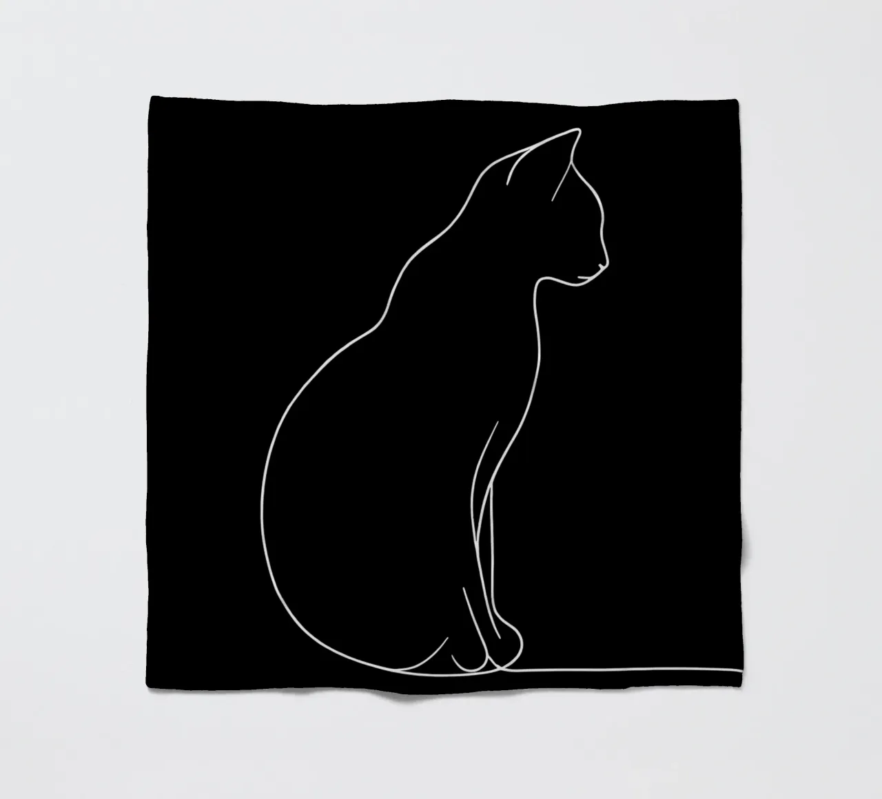 Minimalist One Line Drawing of a Cat Sitting | Modern Abstra fleece blanket by Viv Line Art
