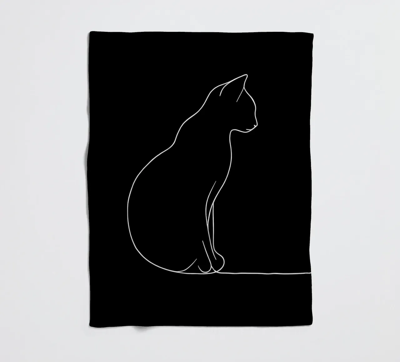 Minimalist One Line Drawing of a Cat Sitting | Modern Abstra fleece blanket by Viv Line Art