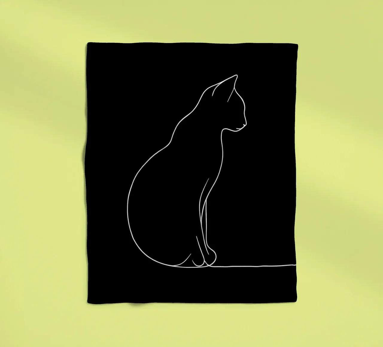 Minimalist One Line Drawing of a Cat Sitting | Modern Abstra fleece blanket by Viv Line Art