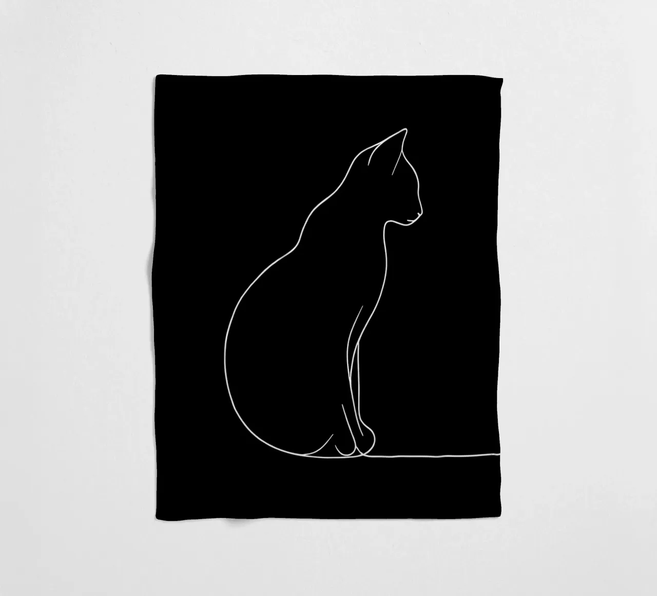 Minimalist One Line Drawing of a Cat Sitting | Modern Abstra fleece blanket by Viv Line Art