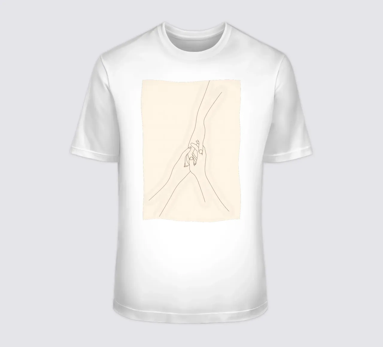 Minimalist Line Drawing of Three Hands Holding | Modern Abst t-shirt by Viv Line Art