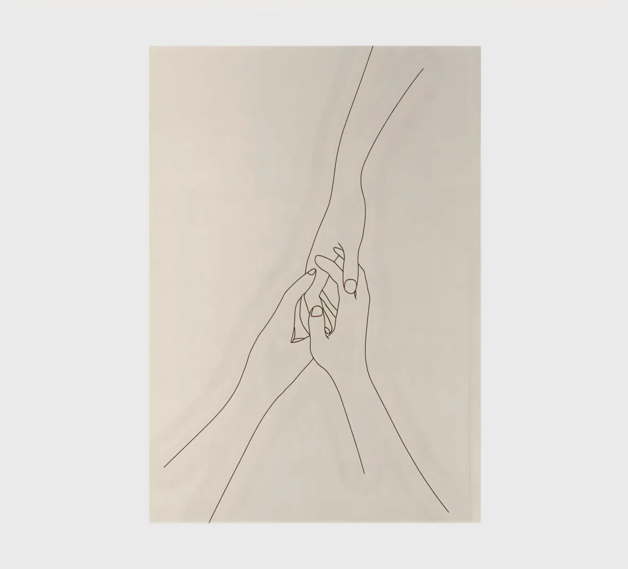 Minimalist Line Drawing of Three Hands Holding | Modern Abst notebook by Viv Line Art