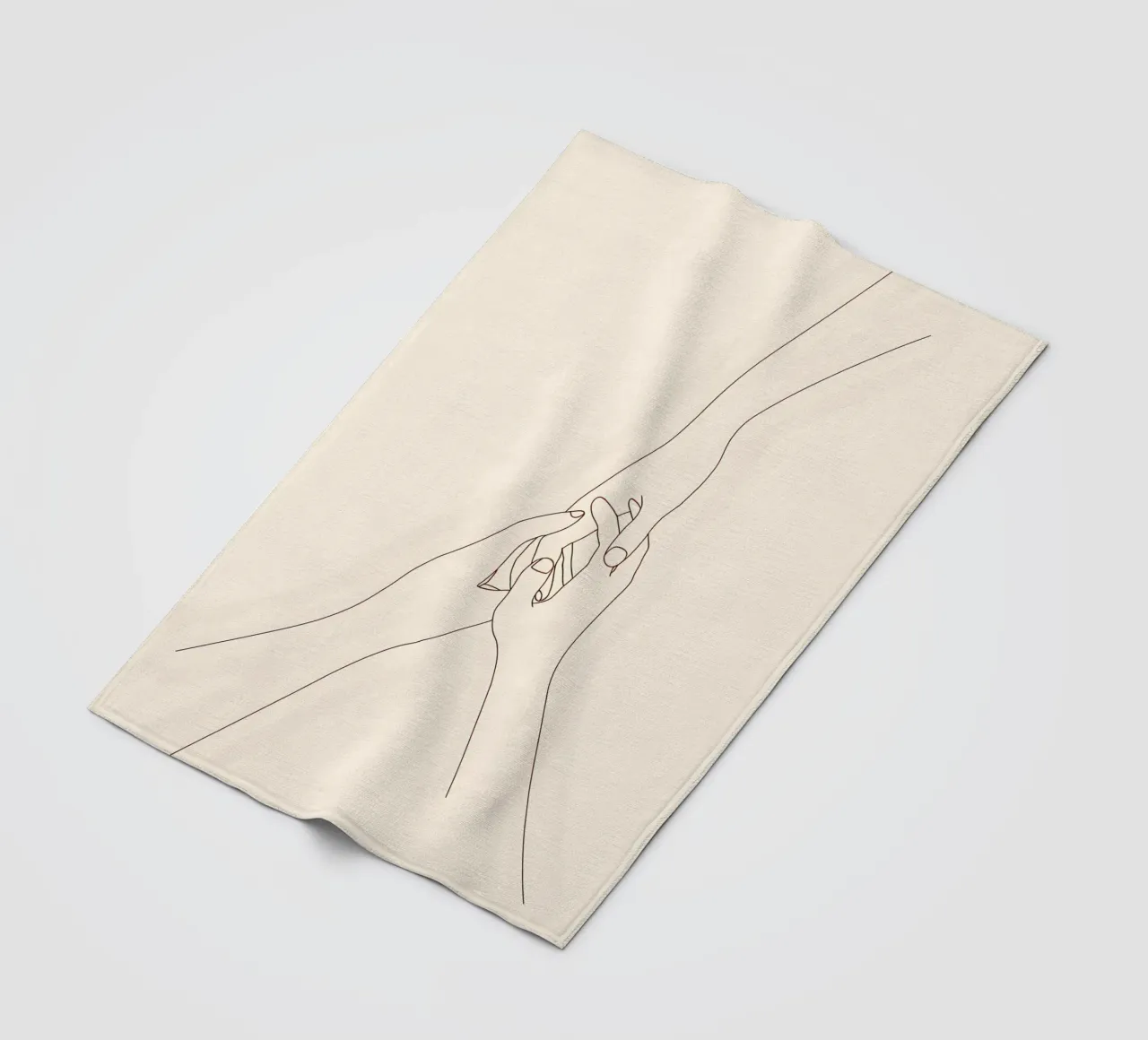 Minimalist Line Drawing of Three Hands Holding | Modern Abst fleece blanket by Viv Line Art