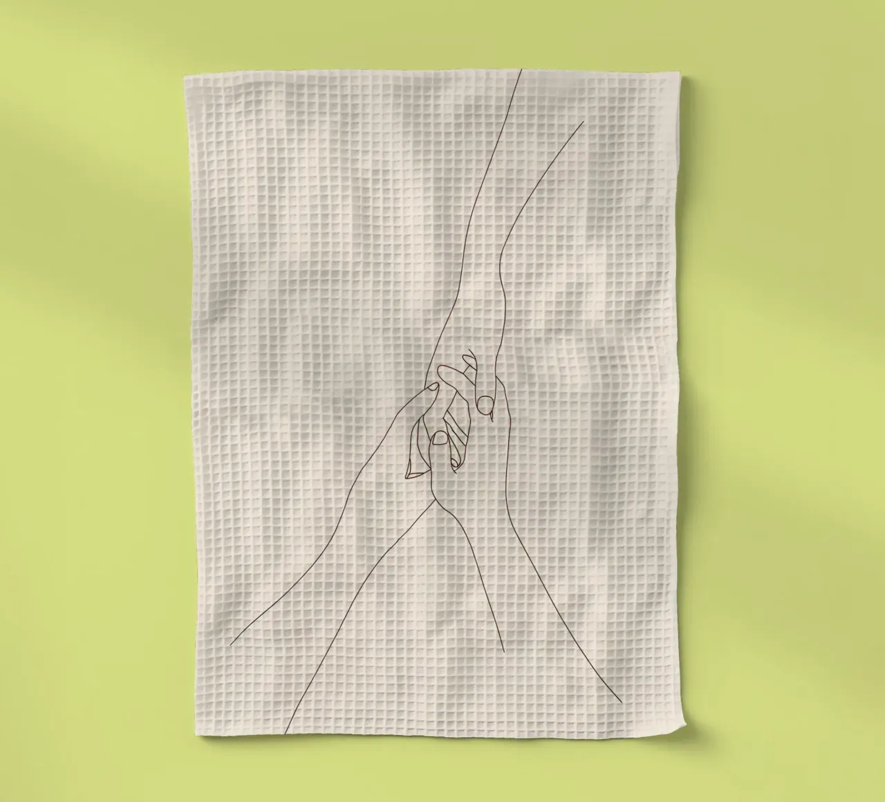 Dessin au trait minimaliste de trois mains qui se tiennent | Abstraction moderne torchon de Viv Line Art
