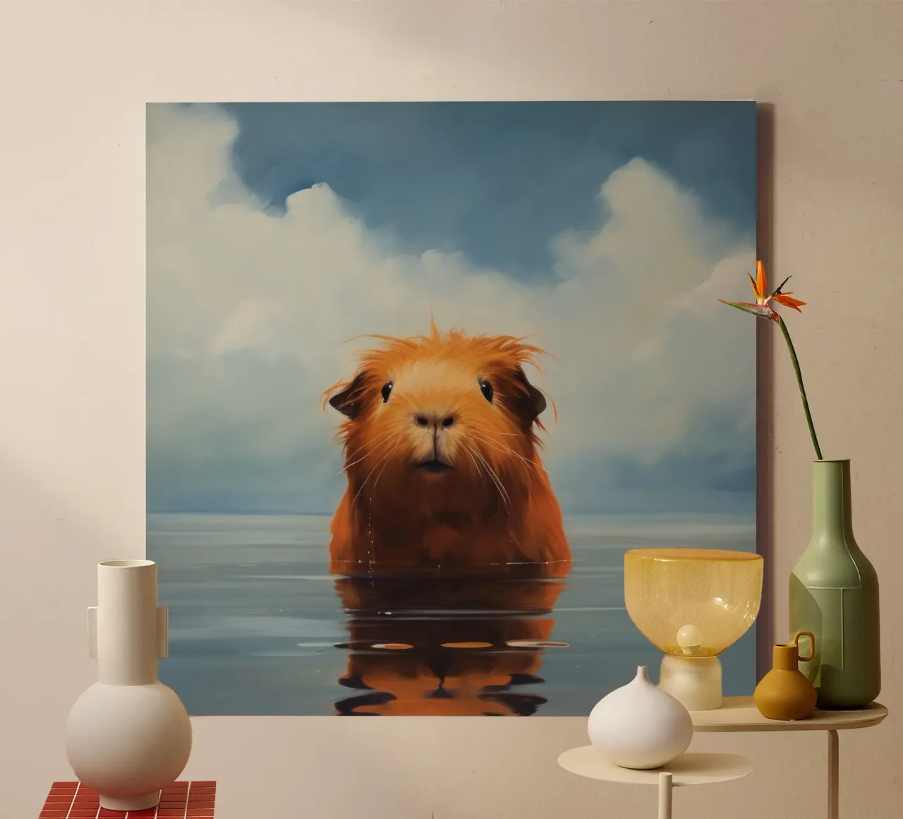 Minimo Guinea Pig 3 tela da Minimal Animal Art
