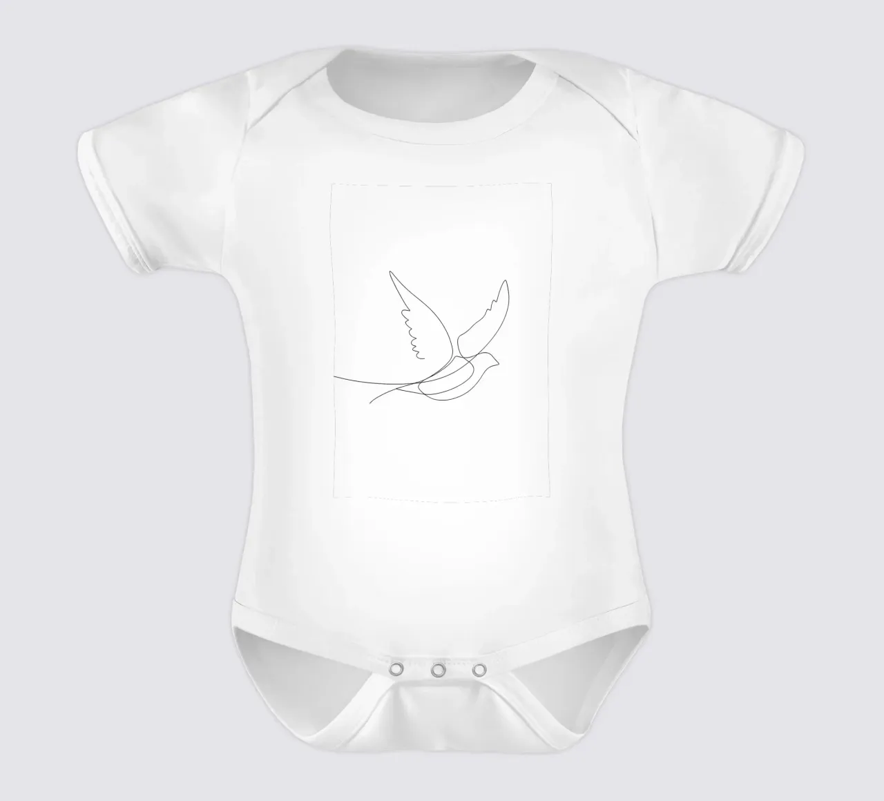 Minimalist Line Drawing of a Bird Flying | Modern Abstract short-sleeve baby romper by Viv Line Art